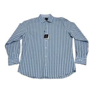 New Tailorbyrd Window Pane Long Sleeve Shirt Size Large